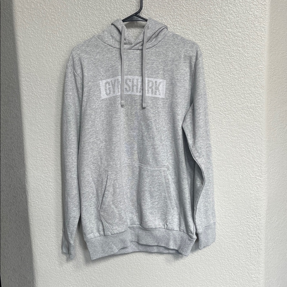 GYMSHARK Gray White Logo Sweatshirt Hoodie Size S